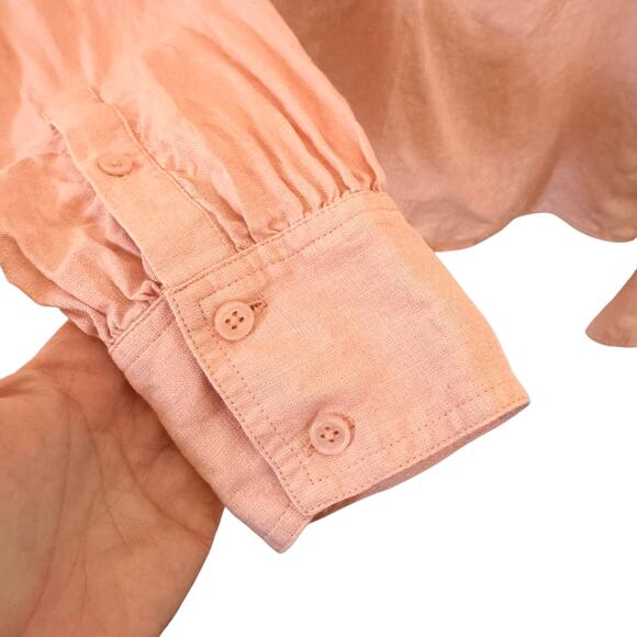 J. CREW Linen Cabana Long Sleeve Top in "Peach Clay" Pink Size Small - Picture 7 of 12